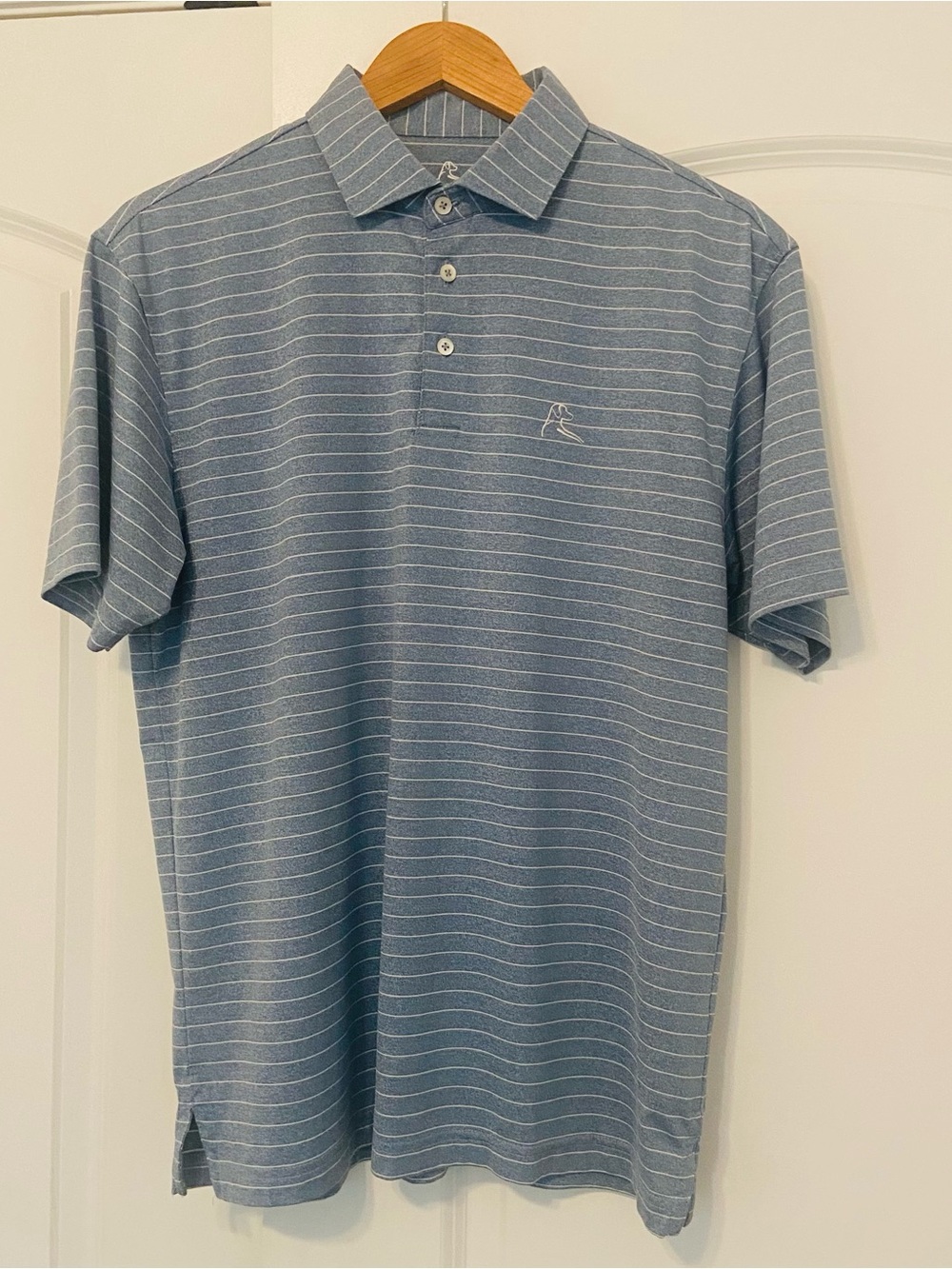 Rhoback Performance Short Sleeve Polo Medium Blue Heather Stripe